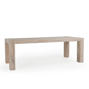 Pemberly Row 89&quot Reclaimed Oak Wood Dining Table in Aged White