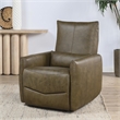 Pemberly Row Transitional Leather Power Recliner Chair in Earth Brown