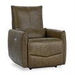 Pemberly Row Transitional Leather Power Recliner Chair in Earth Brown