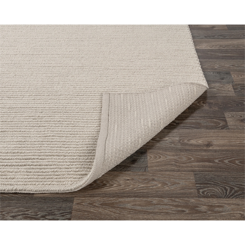 Pemberly Row 9'x12' Wool Polyester Blend Fabric Handwoven Birch White Area Rug