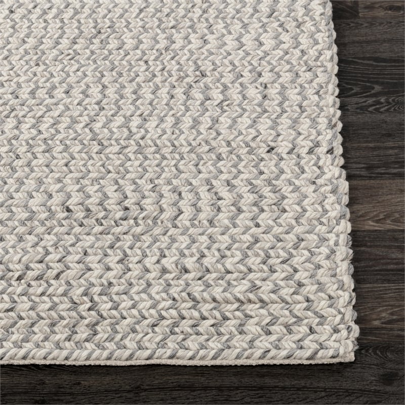 Pemberly Row 5'x8' Wool Polyester Blend Fabric Handwoven Light Gray Area Rug