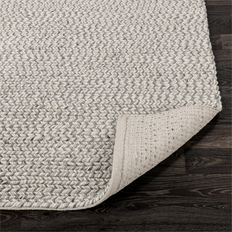 Pemberly Row 5'x8' Wool Polyester Blend Fabric Handwoven Light Gray Area Rug