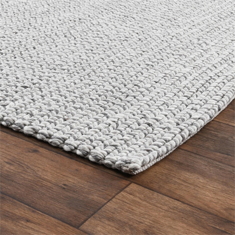 Pemberly Row 8'x10' Wool Blend Fabric Handwoven Gray Accent Area Rug