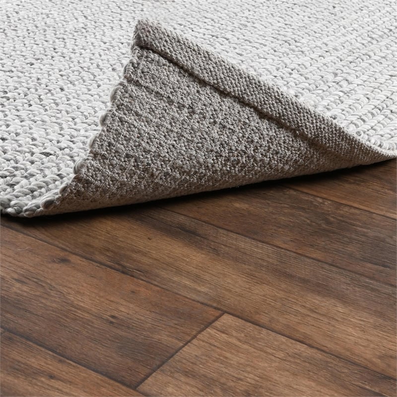 Pemberly Row 8'x10' Wool Blend Fabric Handwoven Gray Accent Area Rug