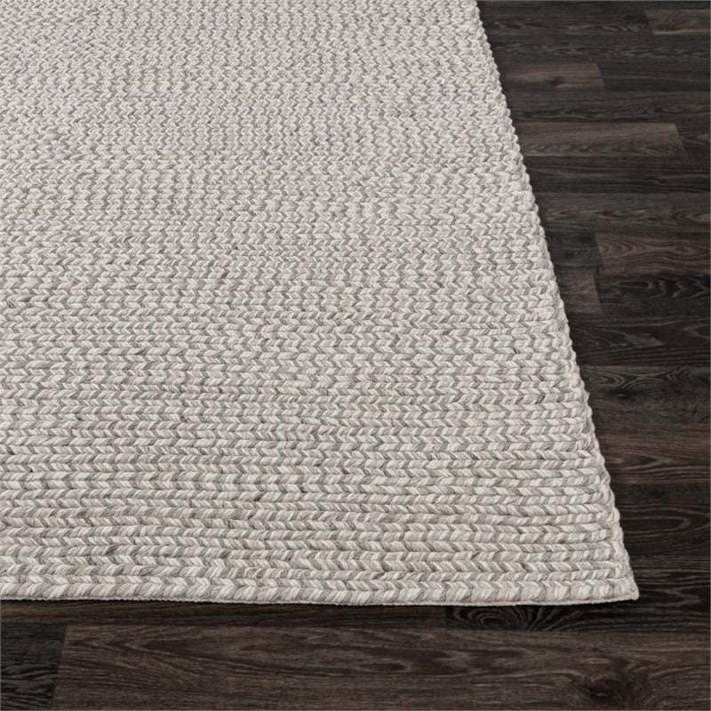 Pemberly Row 9'x12' Wool Polyester Blend Fabric Handwoven Light Gray Area Rug