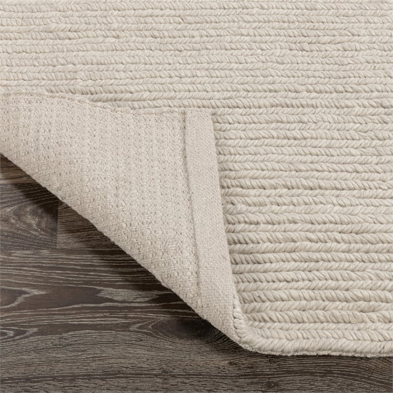 Pemberly Row 5'x8' Wool Polyester Blend Fabric Handwoven Birch White Area Rug