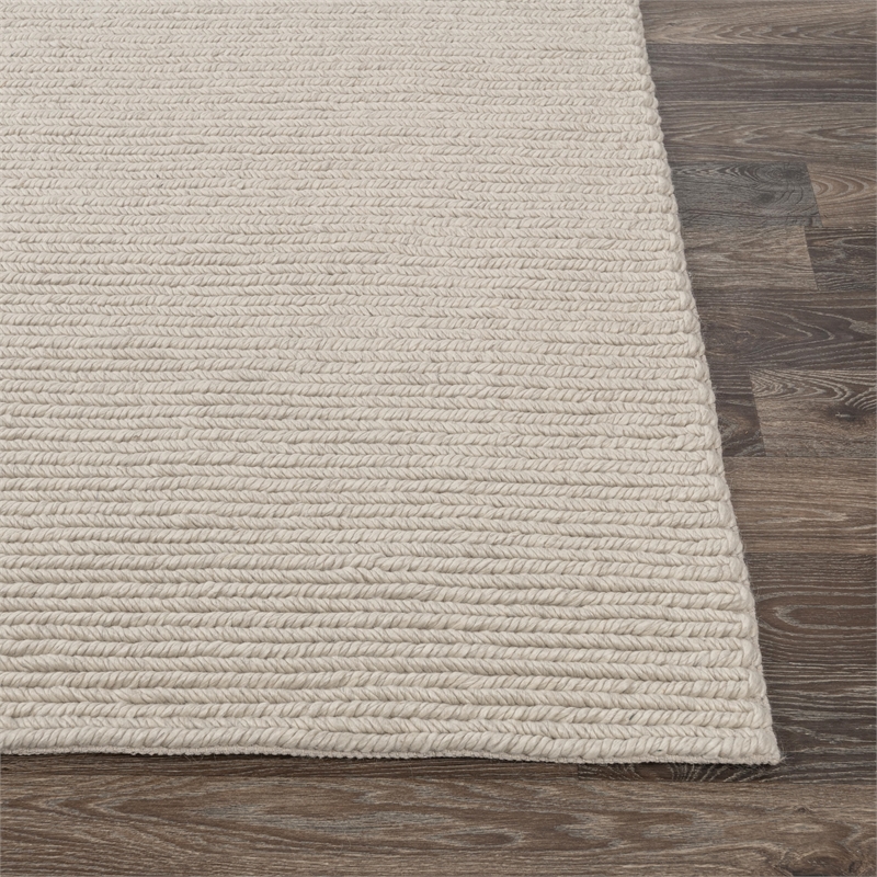 Pemberly Row 8'x10' Wool Polyester Blend Fabric Handwoven Birch White Area Rug