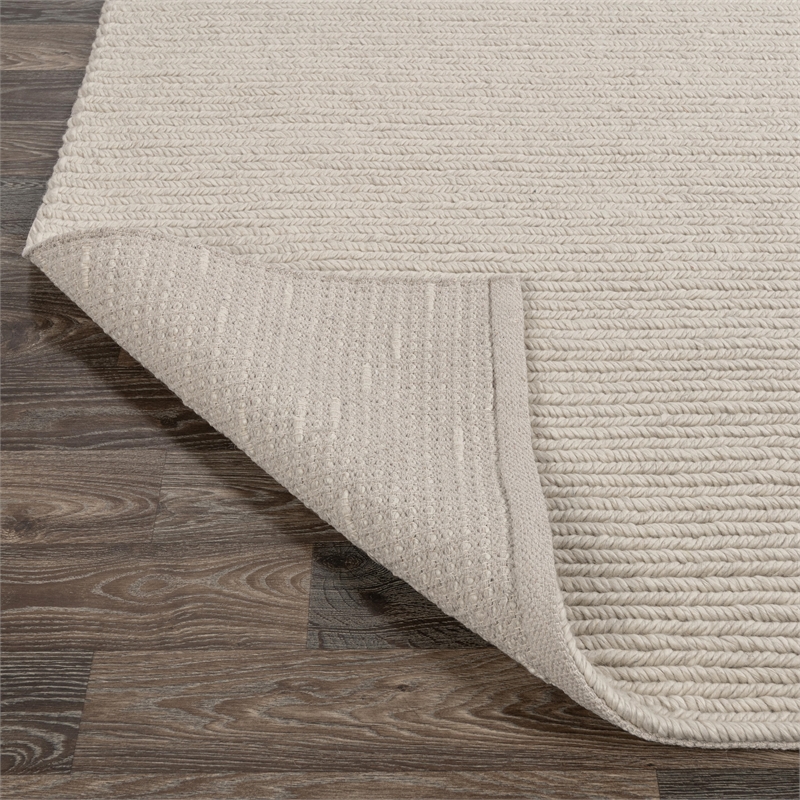 Pemberly Row 8'x10' Wool Polyester Blend Fabric Handwoven Birch White Area Rug