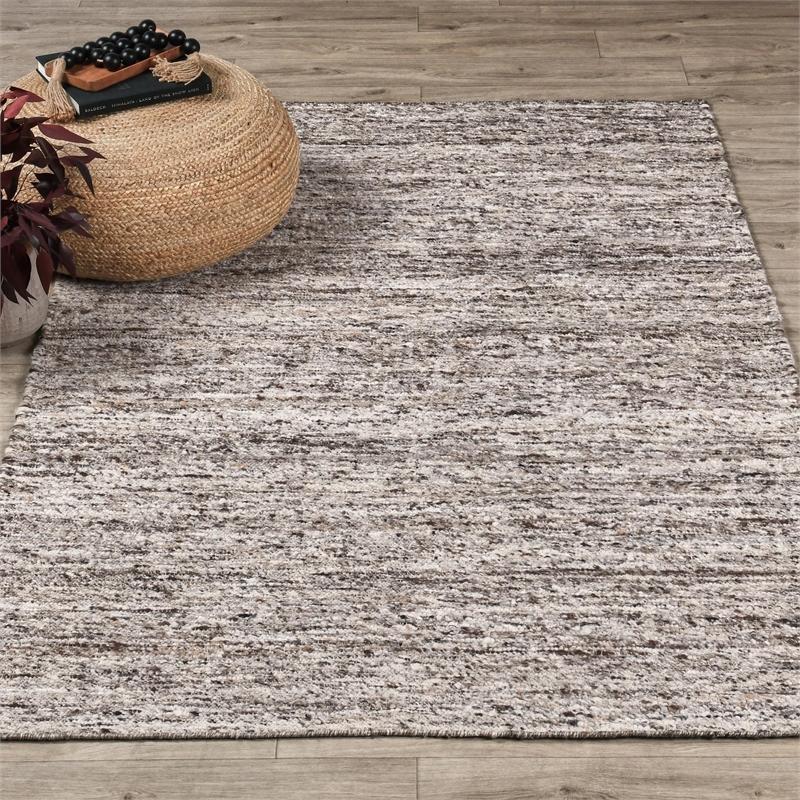 Pemberly Row 5x8 Handwoven Performance Brown Fabric Area Accent Rug