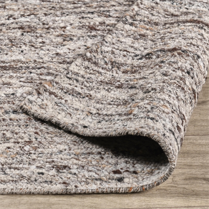 Pemberly Row 9x12 Handwoven Performance Brown Fabric Area Accent Rug