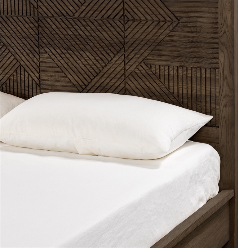 Pemberly Row Transitional Wood Eastern King Bed in Toasted Brown