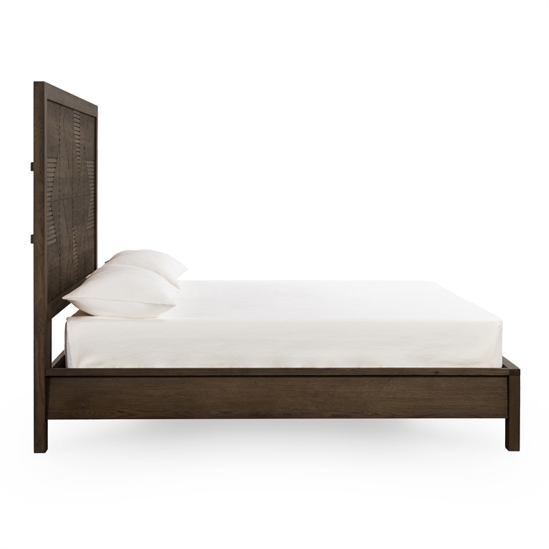 Pemberly Row Transitional Wood Eastern King Bed in Toasted Brown