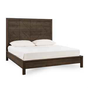 Pemberly Row Transitional Wood Eastern King Bed in Toasted Brown