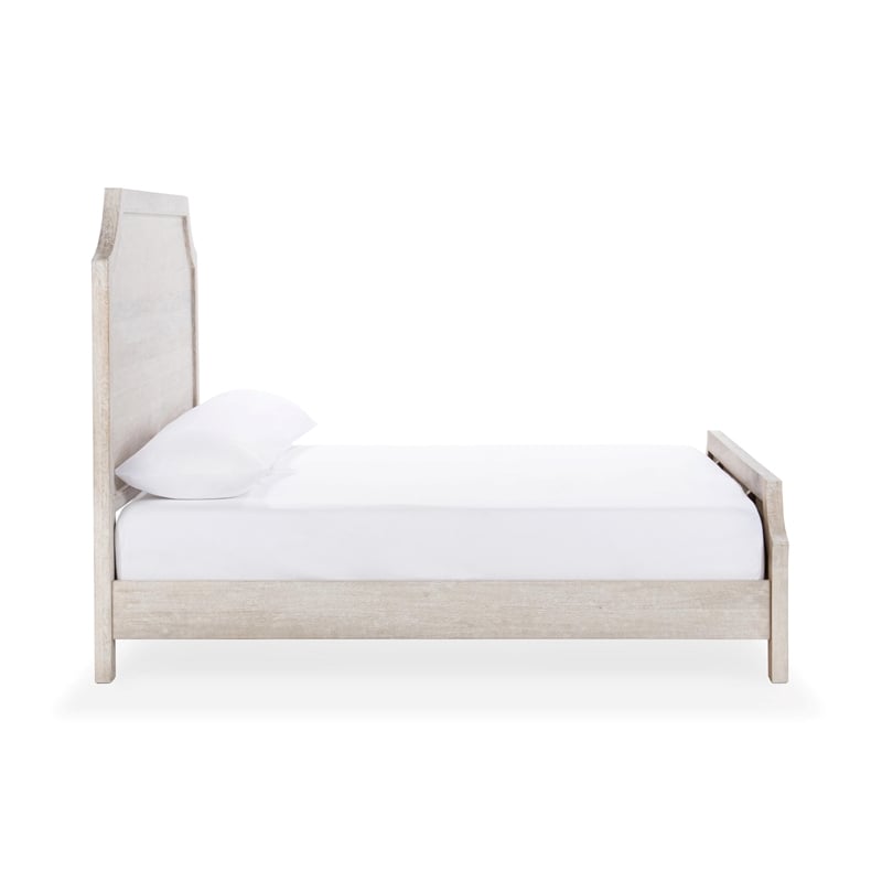 Pemberly Row Transitional Mango Wood Bed Eastern King White Finish
