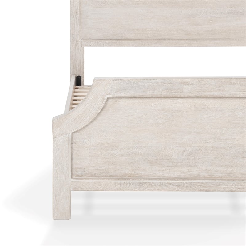 Pemberly Row Transitional Mango Wood Bed Eastern King White Finish