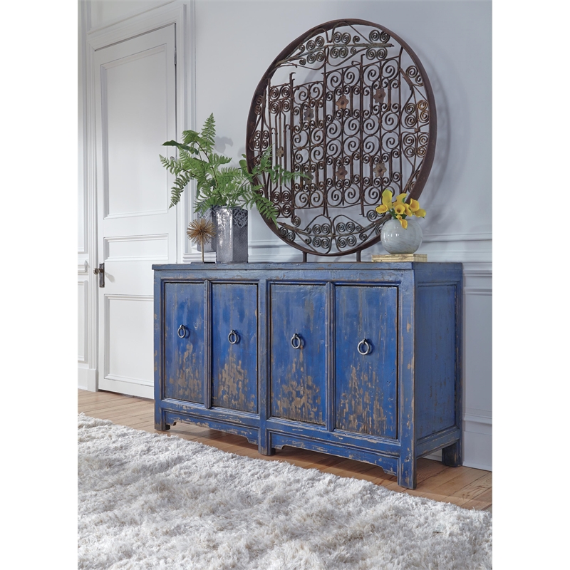 Pemberly Row Transitional 4-Drawer Reclaimed Pine Wood Sideboard Buffet