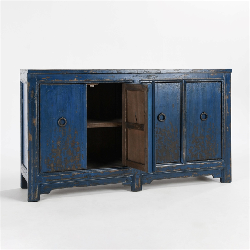 Pemberly Row Transitional 4-Drawer Reclaimed Pine Wood Sideboard Buffet