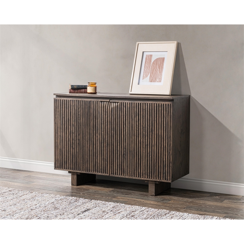 Pemberly Row Oak Wood 2-Door Sideboard Buffet in Toasted Brown