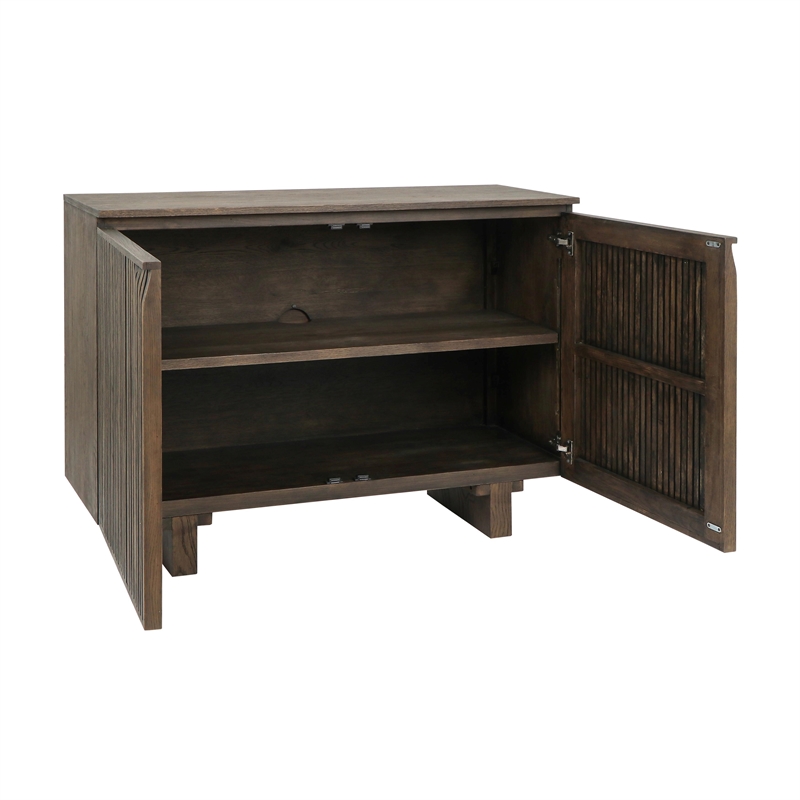 Pemberly Row Oak Wood 2-Door Sideboard Buffet in Toasted Brown
