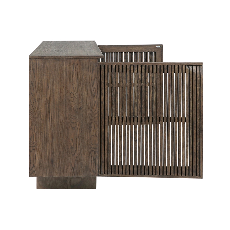Pemberly Row Oak Wood 2-Door Sideboard Buffet in Toasted Brown