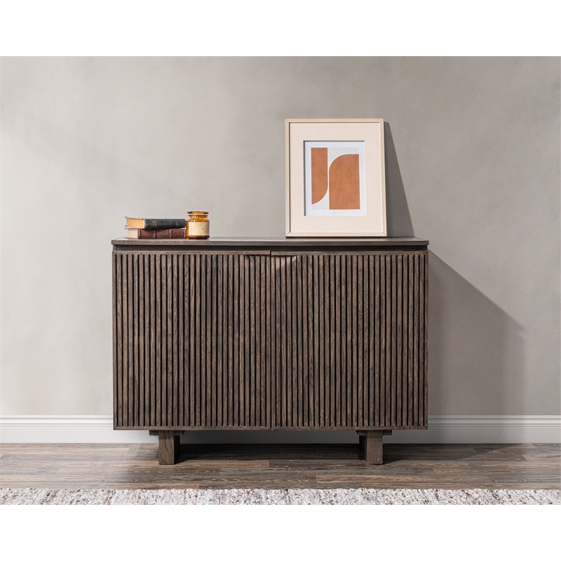 Pemberly Row Oak Wood 2-Door Sideboard Buffet in Toasted Brown