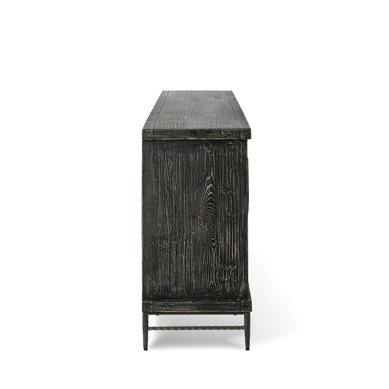 Pemberly Row Transitional 6-Door Reclaimed Pine Wood Sideboard Buffet
