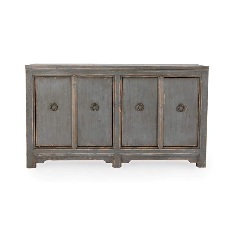 Pemberly Row 4-Drawer Gray Reclaimed Pine Wood Sideboard Buffet