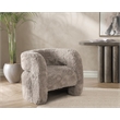 Pemberly Row Plush Faux Fur Polyester Accent Chair Dark Gray