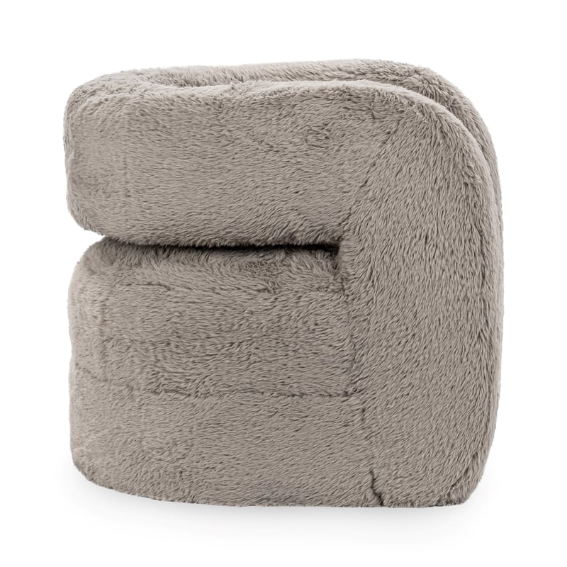 Pemberly Row Plush Faux Fur Polyester Accent Chair Dark Gray