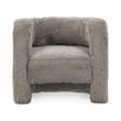 Pemberly Row Plush Faux Fur Polyester Accent Chair Dark Gray
