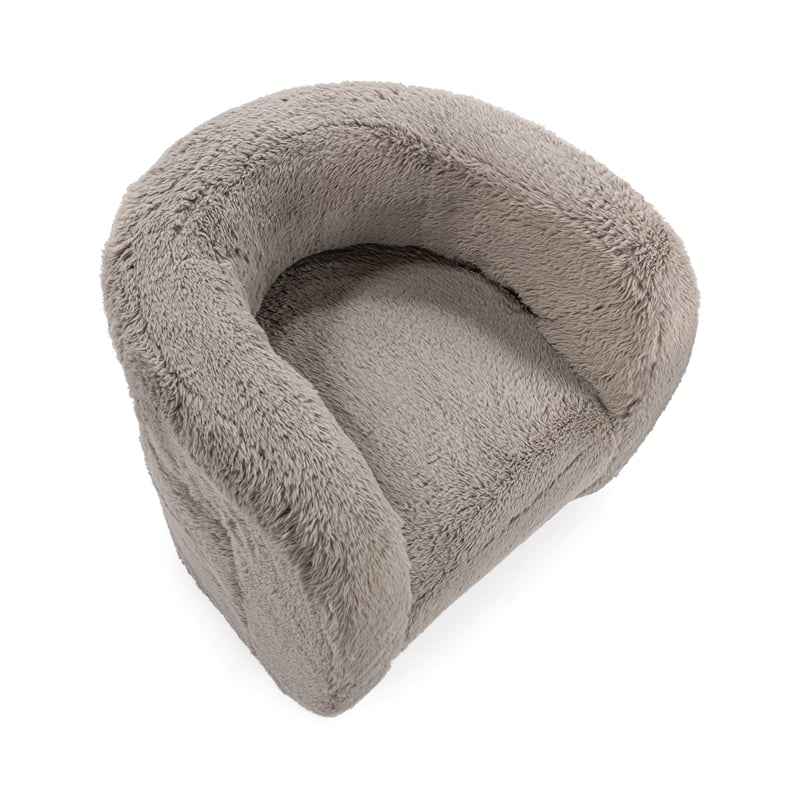 Pemberly Row Plush Faux Fur Polyester Accent Chair Dark Gray