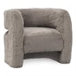 Pemberly Row Plush Faux Fur Polyester Accent Chair Dark Gray