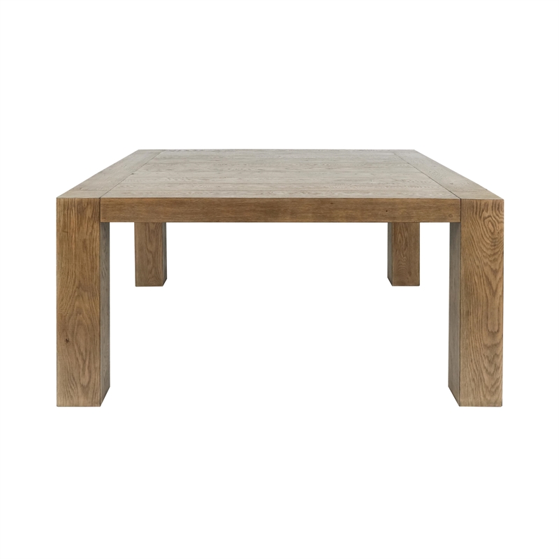 Pemberly Row Modern Transitional Square Aged Oak Wood Dining Table