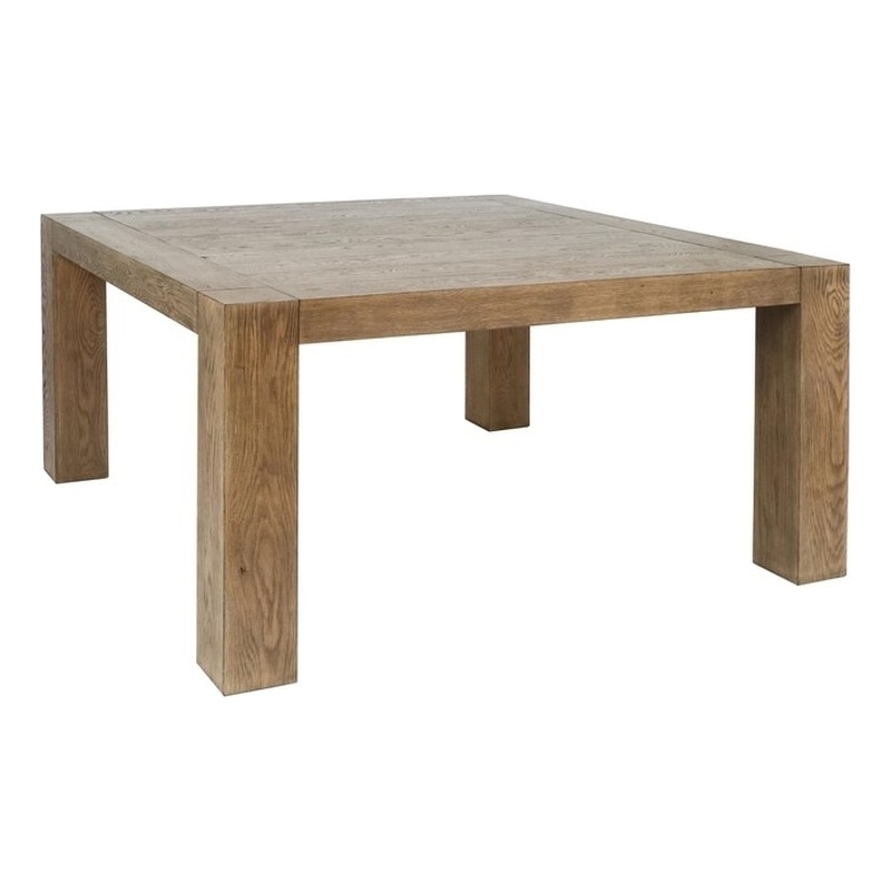 Pemberly Row Modern Transitional Square Aged Oak Wood Dining Table