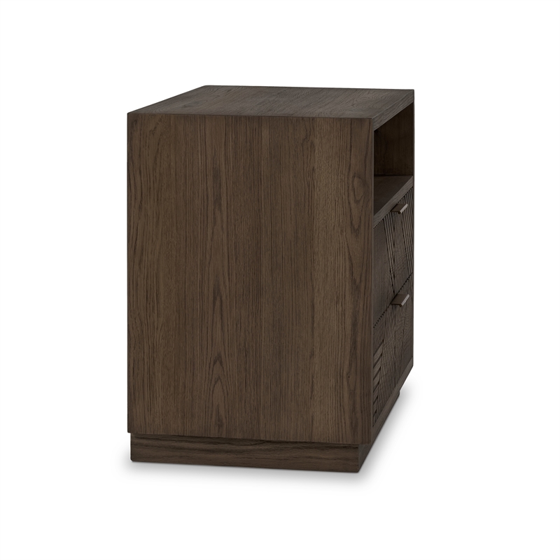 Pemberly Row Transitional 2-Drawer Wood Nightstand in Brown Finish
