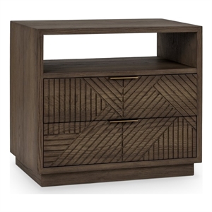 Pemberly Row Transitional 2-Drawer Wood Nightstand in Brown Finish