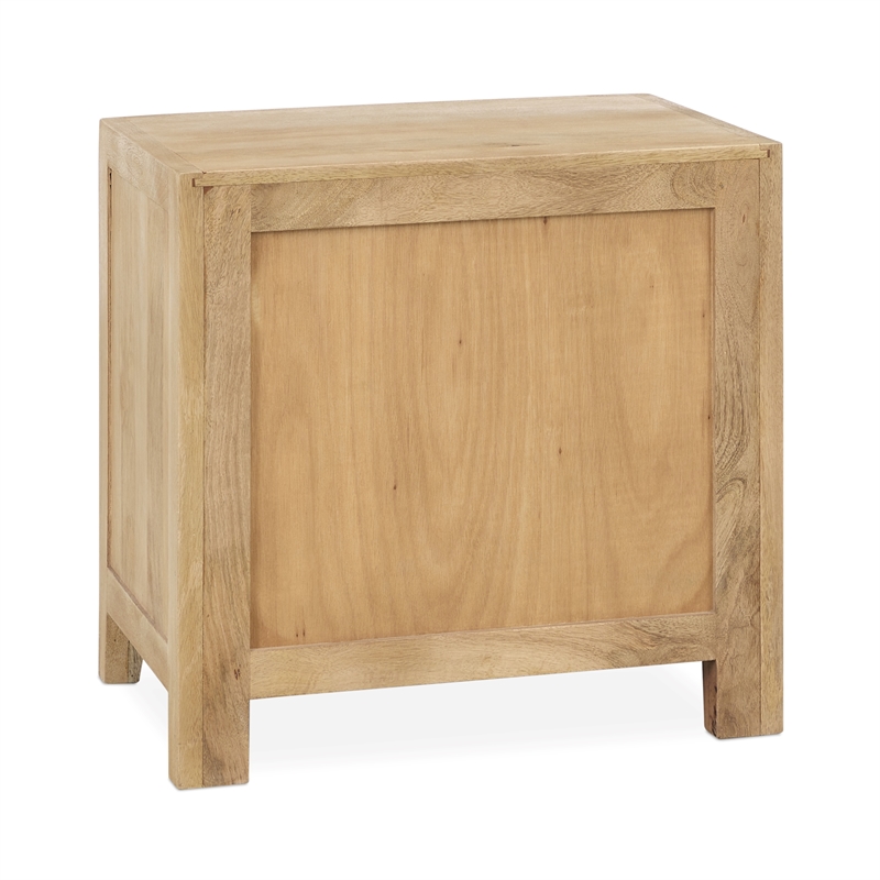 Pemberly Row Transitional 2-Drawer Mango Wood Nightstand Natural