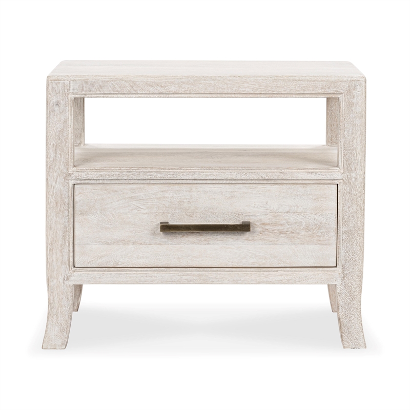 Pemberly Row Transitional Mango Wood Nightstand White Finish