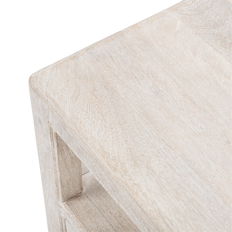 Pemberly Row Transitional Mango Wood Nightstand White Finish