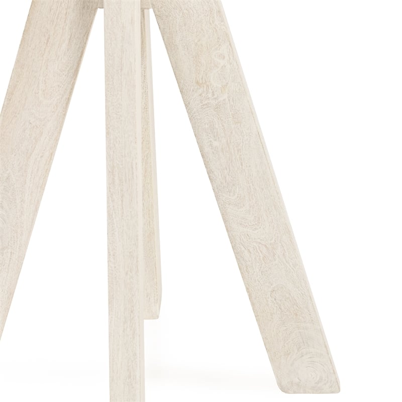 Pemberly Row Transitional Round Mango Wood Bar Height Table White