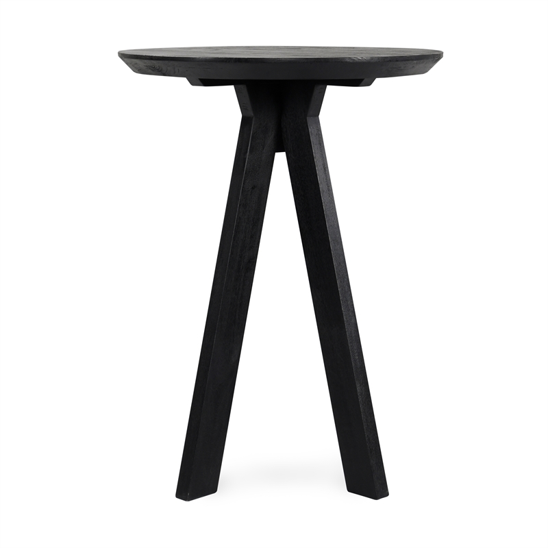 Pemberly Row Transitional Round Mango Wood Bar Height Table Black