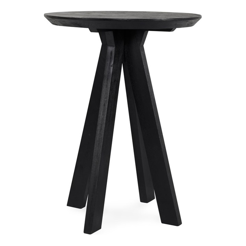 Pemberly Row Transitional Round Mango Wood Bar Height Table Black