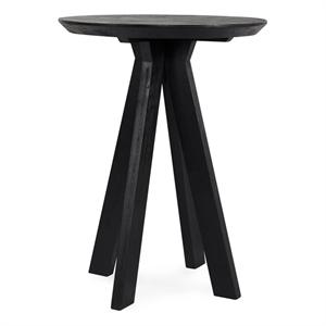 Pemberly Row Transitional Round Mango Wood Bar Height Table Black