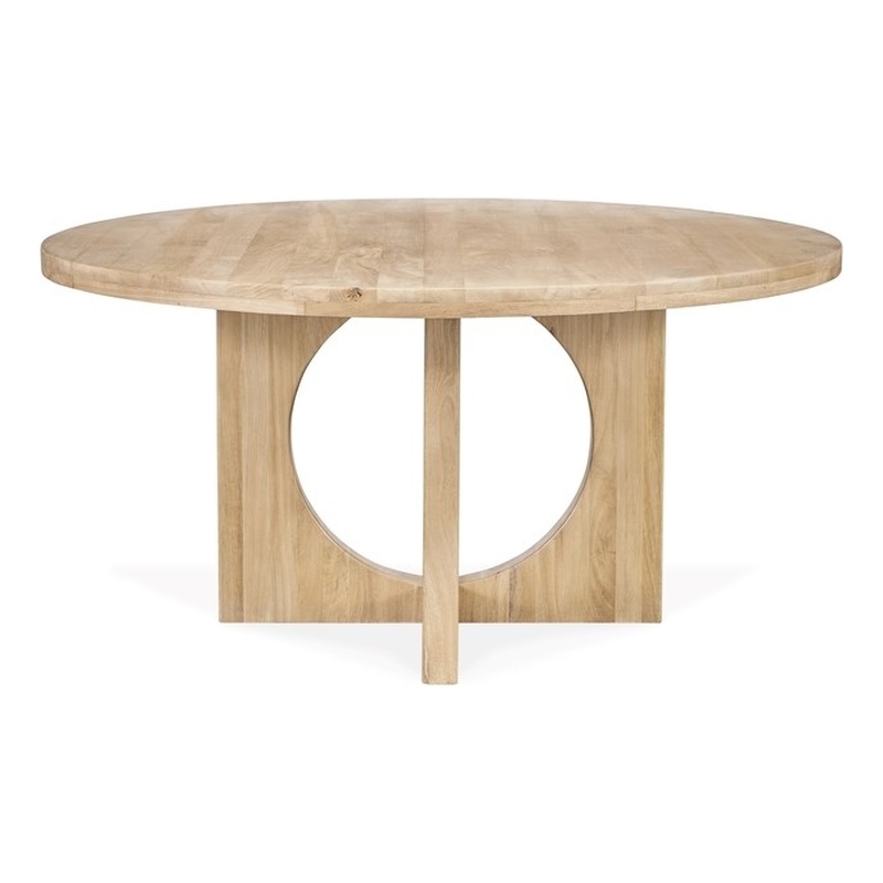 Pemberly Row Transitional Mango Wood Natural Round Dining Table