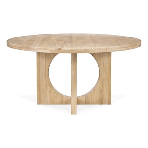 Pemberly Row Transitional Mango Wood Natural Round Dining Table