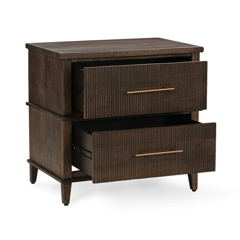 Pemberly Row Traditional 2-Drawer Mango Wood Nightstand Brown