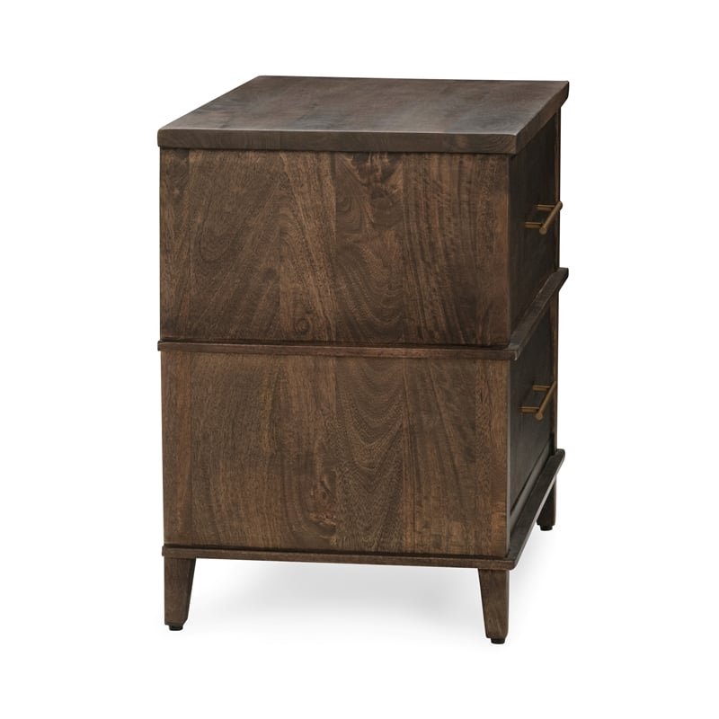 Pemberly Row Traditional 2-Drawer Mango Wood Nightstand Brown