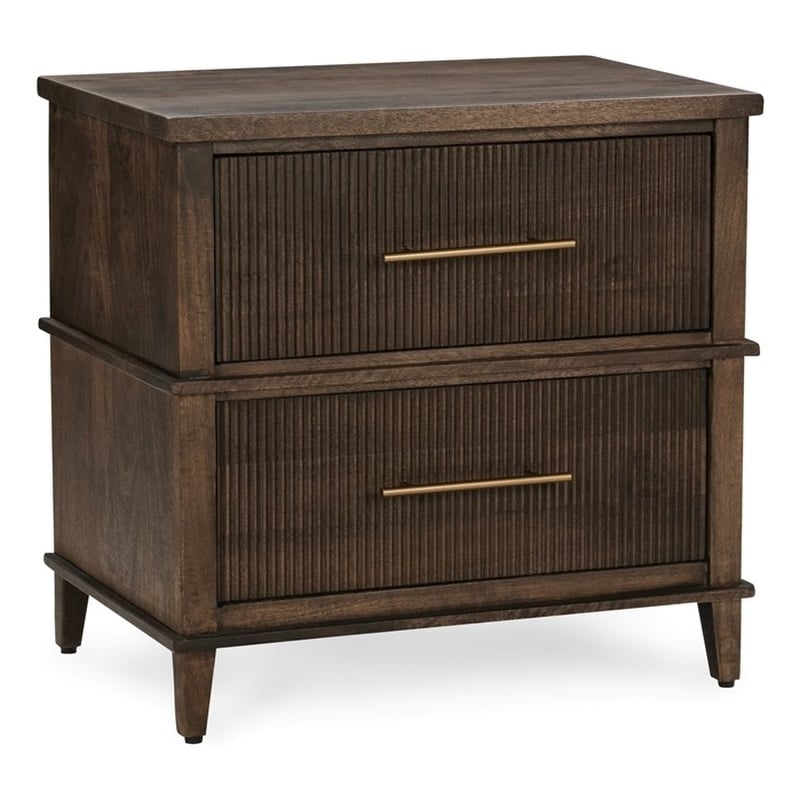 Pemberly Row Traditional 2-Drawer Mango Wood Nightstand Brown