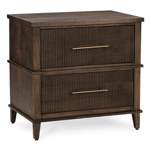 Pemberly Row Traditional 2-Drawer Mango Wood Nightstand Brown