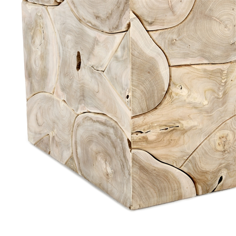 Pemberly Row Transitional Natural Teak Wood End Table Bleached